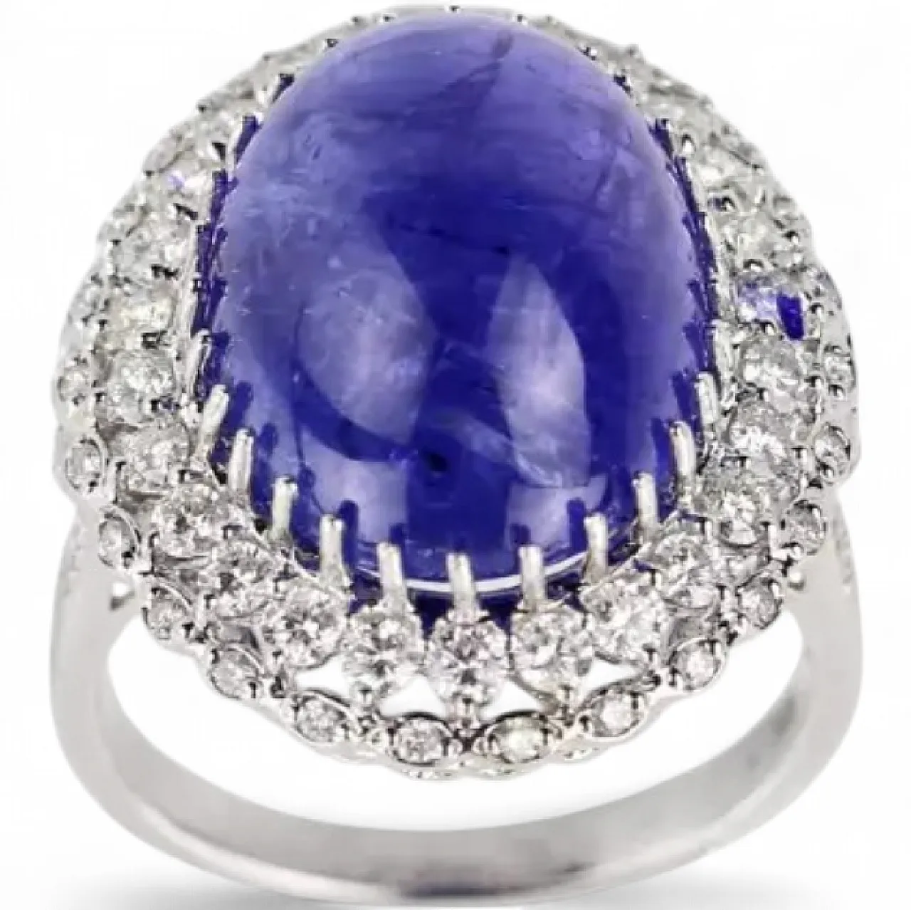 Ring in 18k white gold, tanzanite and diamonds, 20th century 9