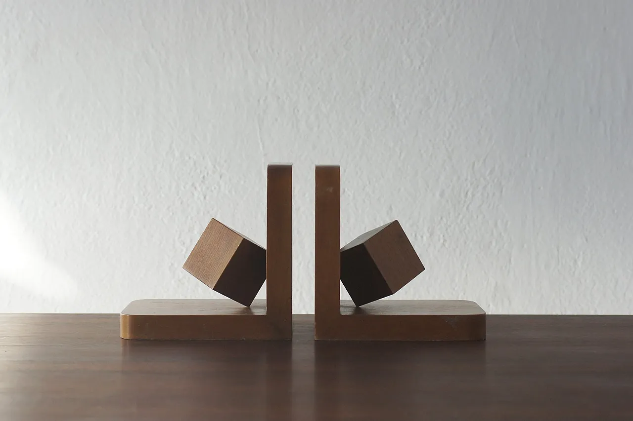 Pair of Mid-Century Modern wooden bookends, 1950s 1