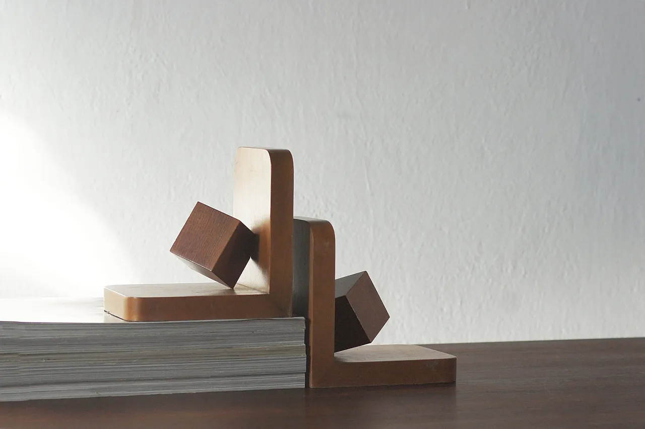 Pair of Mid-Century Modern wooden bookends, 1950s 2