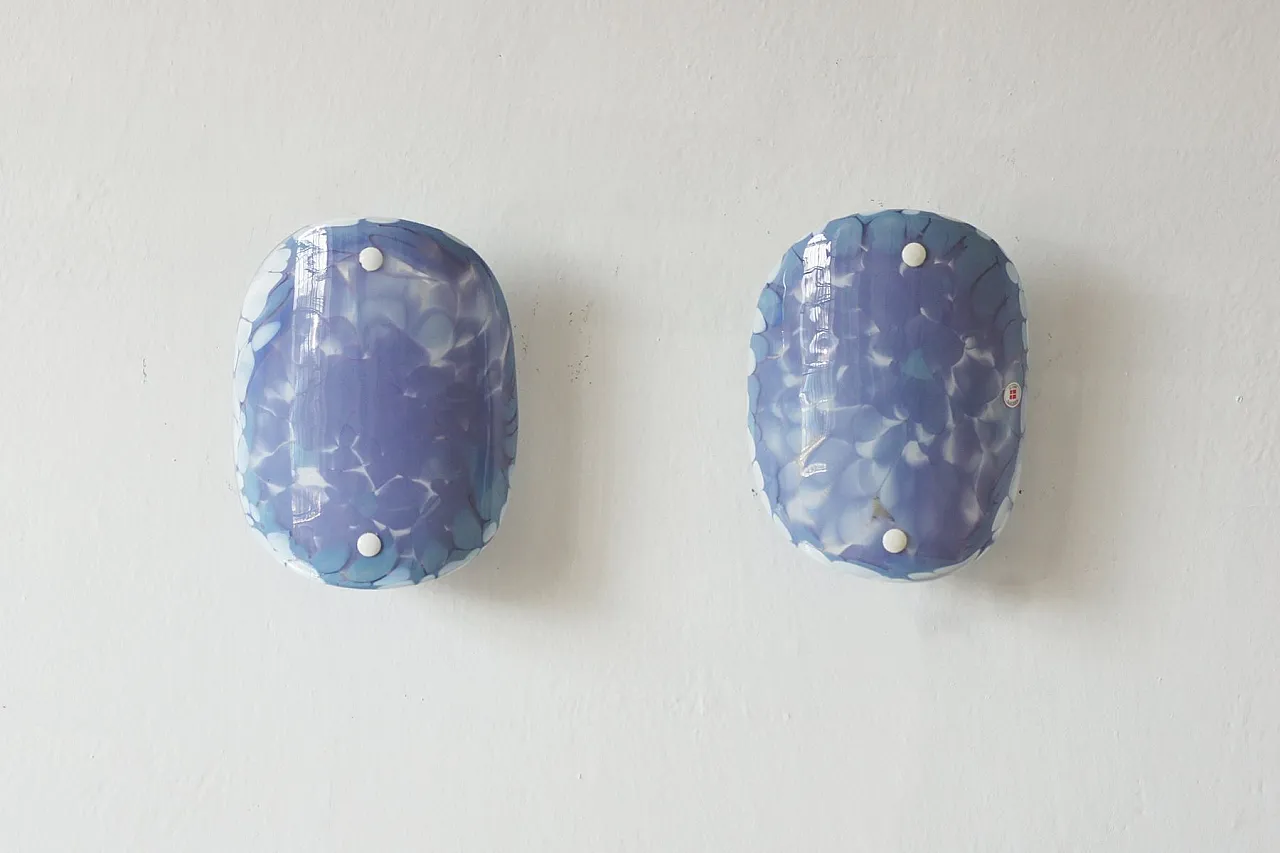 Pair of Scandinavian glass wall lamps from El Light, 1960s 1