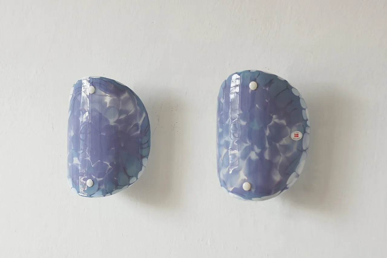 Pair of Scandinavian glass wall lamps from El Light, 1960s 2