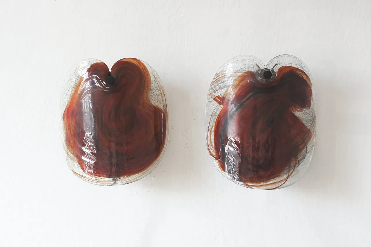 Pair of glass sconces by Per Lutken for Holmegaard, 1970s 1