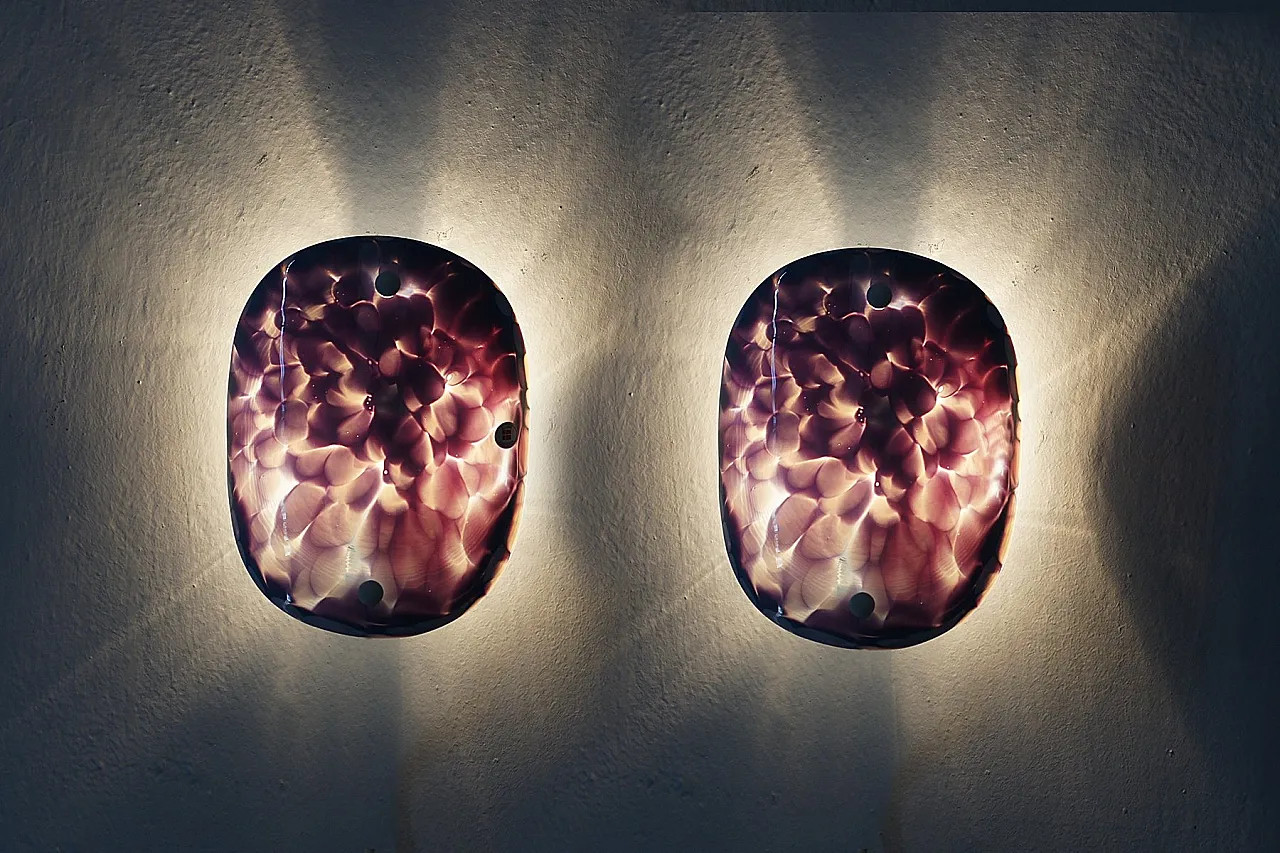 Pair of Scandinavian glass wall lamps from El Light, 1960s 5