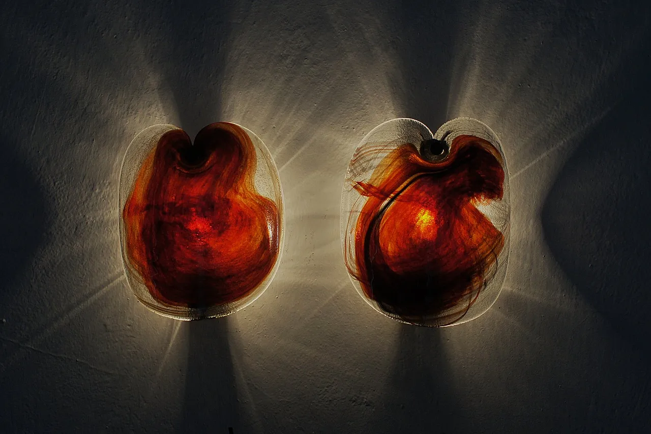 Pair of glass sconces by Per Lutken for Holmegaard, 1970s 5