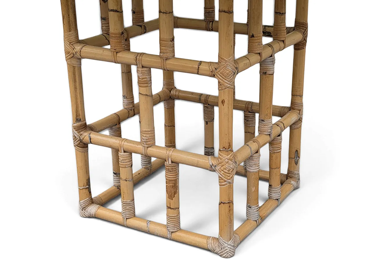 1970s wicker and smoked glass table 6