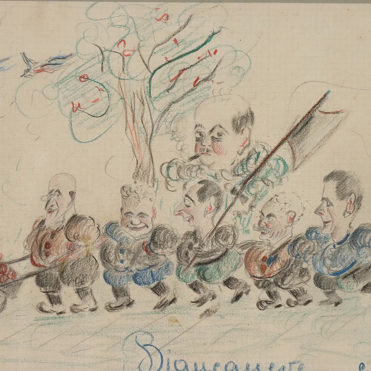 Drawing by Edoardo Giordano, pencil on paper, early 20th century 3