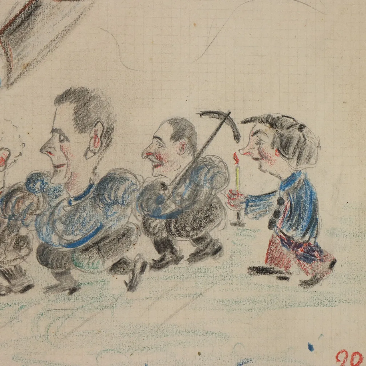 Drawing by Edoardo Giordano, pencil on paper, early 20th century 5