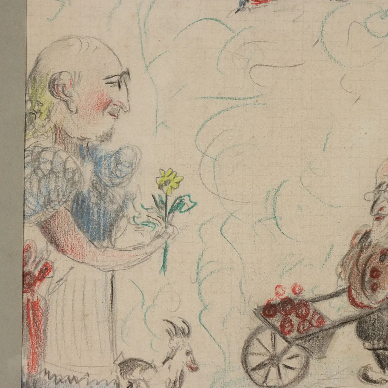 Drawing by Edoardo Giordano, pencil on paper, early 20th century 6