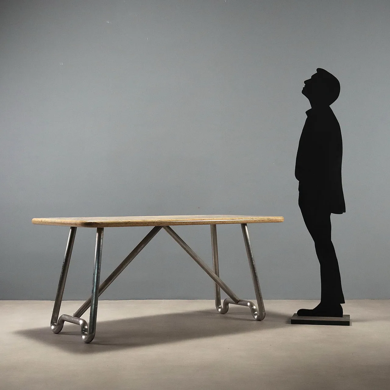 Table in chromed aluminum and marble, 1970s 2