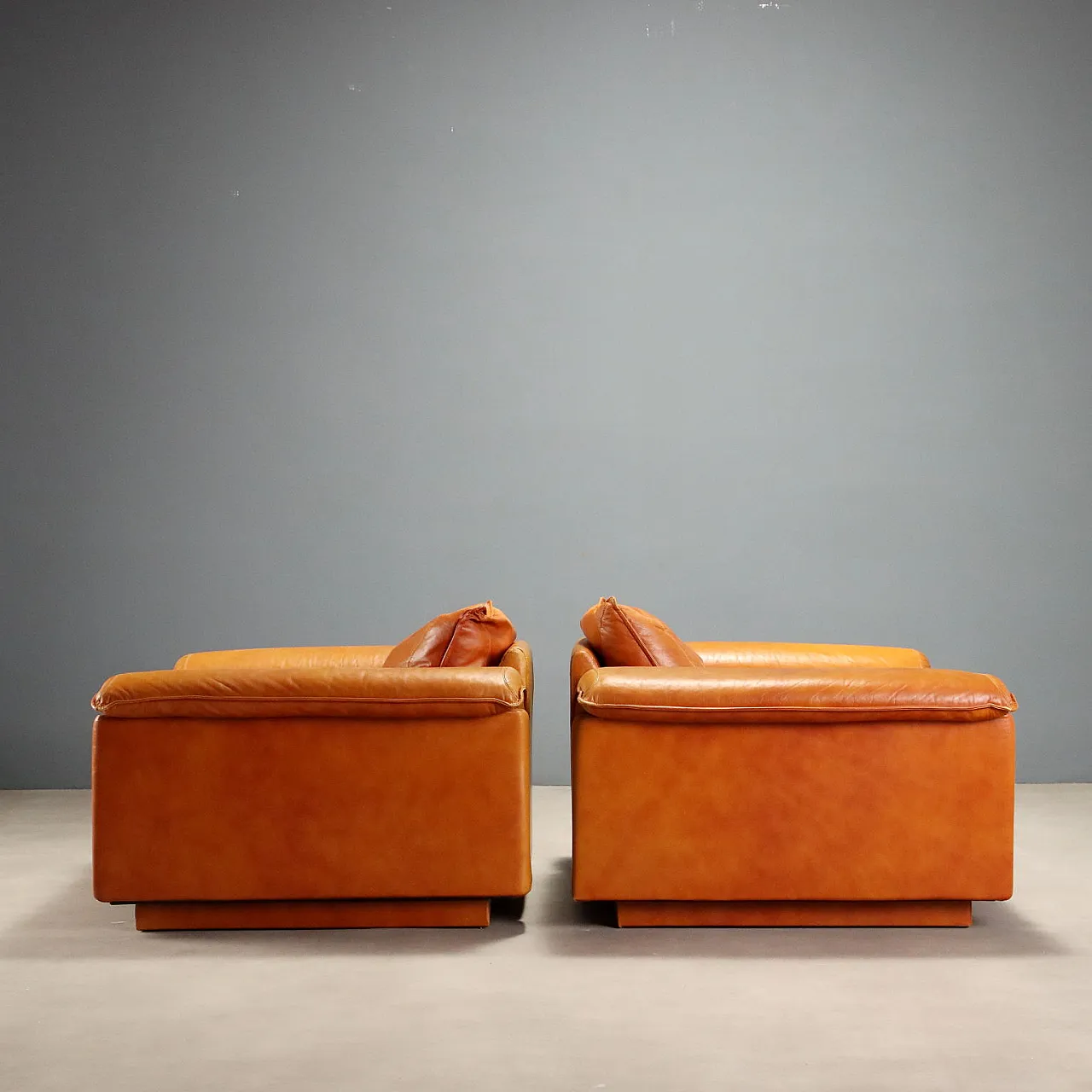 Pair of leather armchairs, 1970s 3