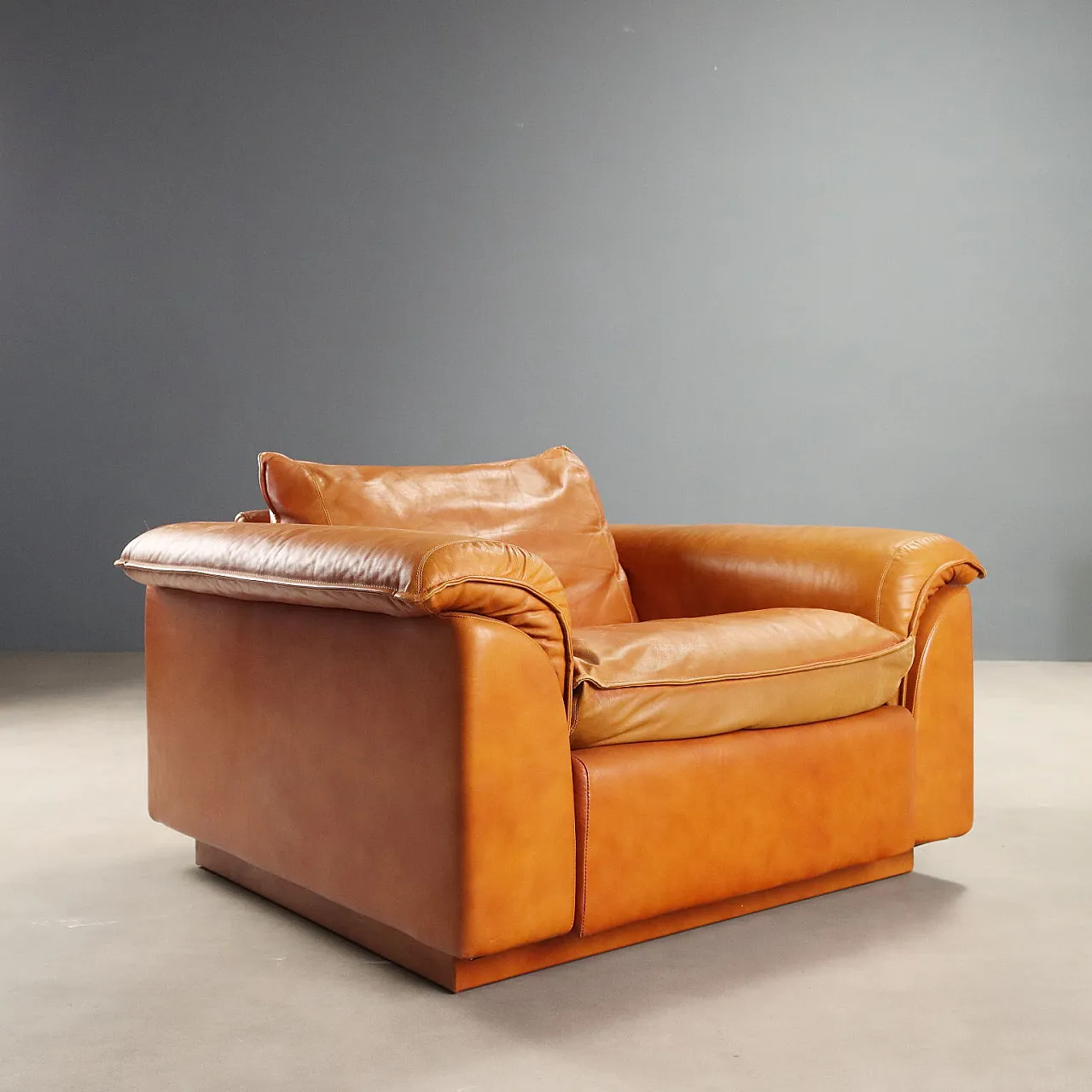 Pair of leather armchairs, 1970s 4