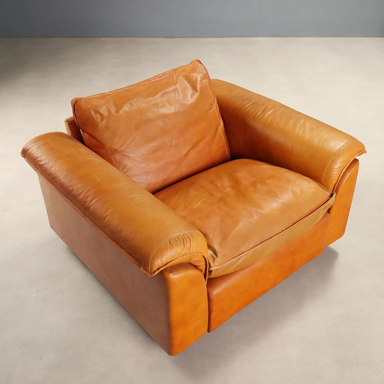 Pair of leather armchairs, 1970s 5