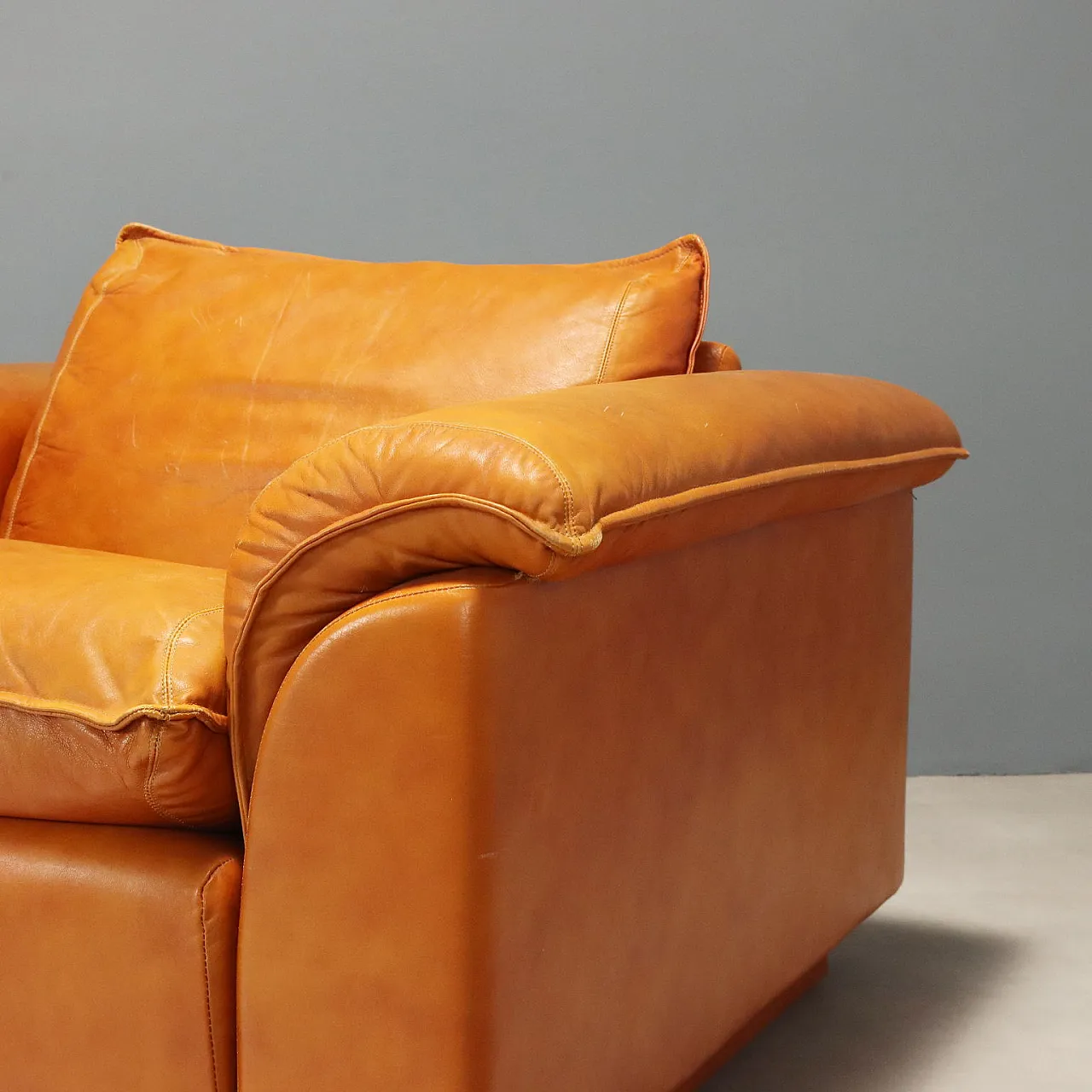 Pair of leather armchairs, 1970s 7