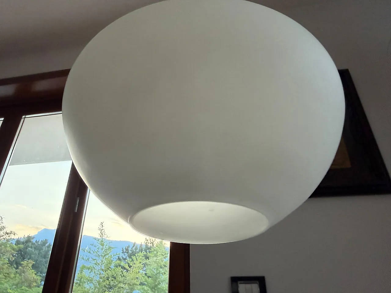 Lampadario in vetro opalino a goccia, anni '50 3