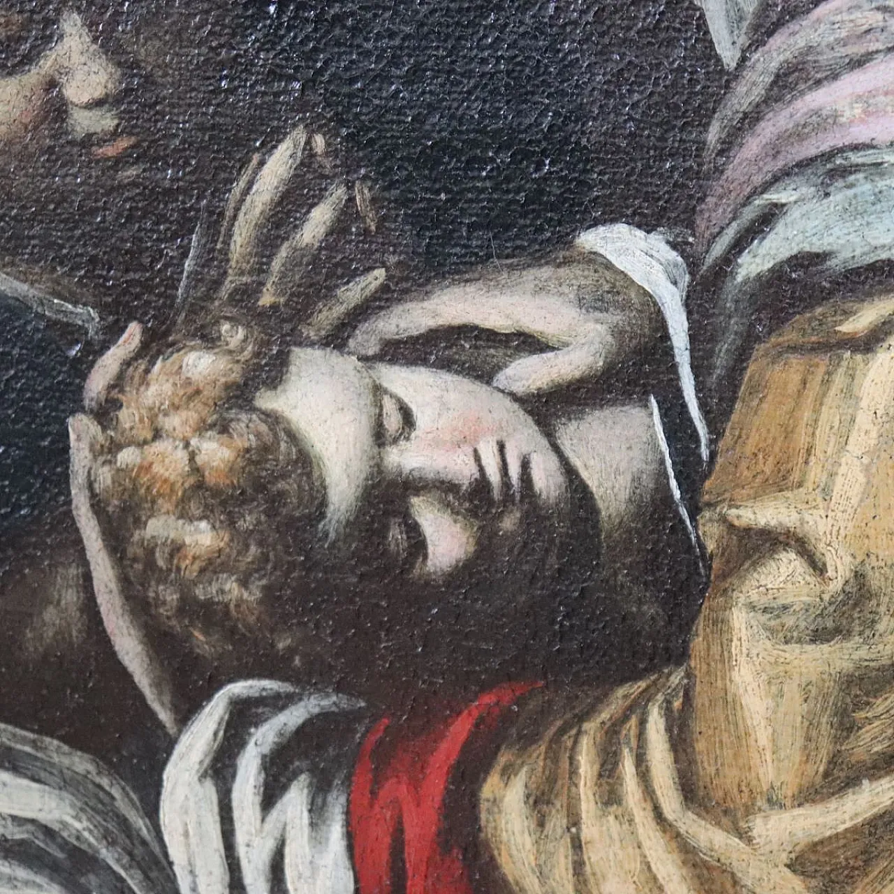 Ancient religious painting, Madonna and Child, oil on canvas, 17th century 8