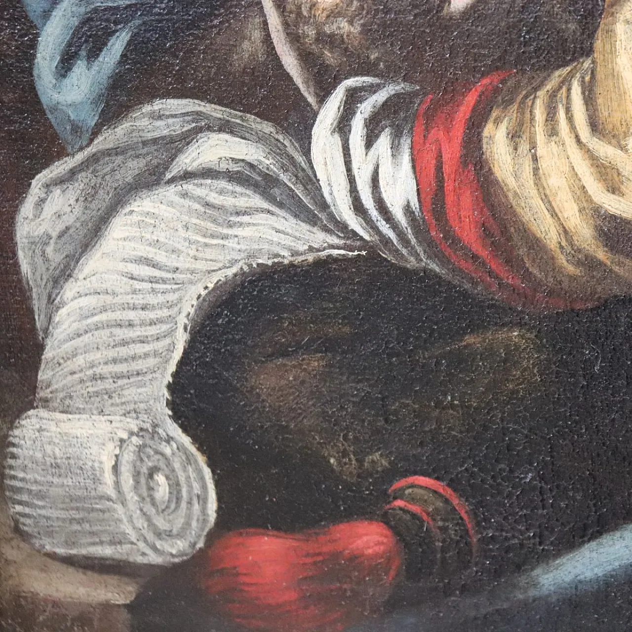 Ancient religious painting, Madonna and Child, oil on canvas, 17th century 9