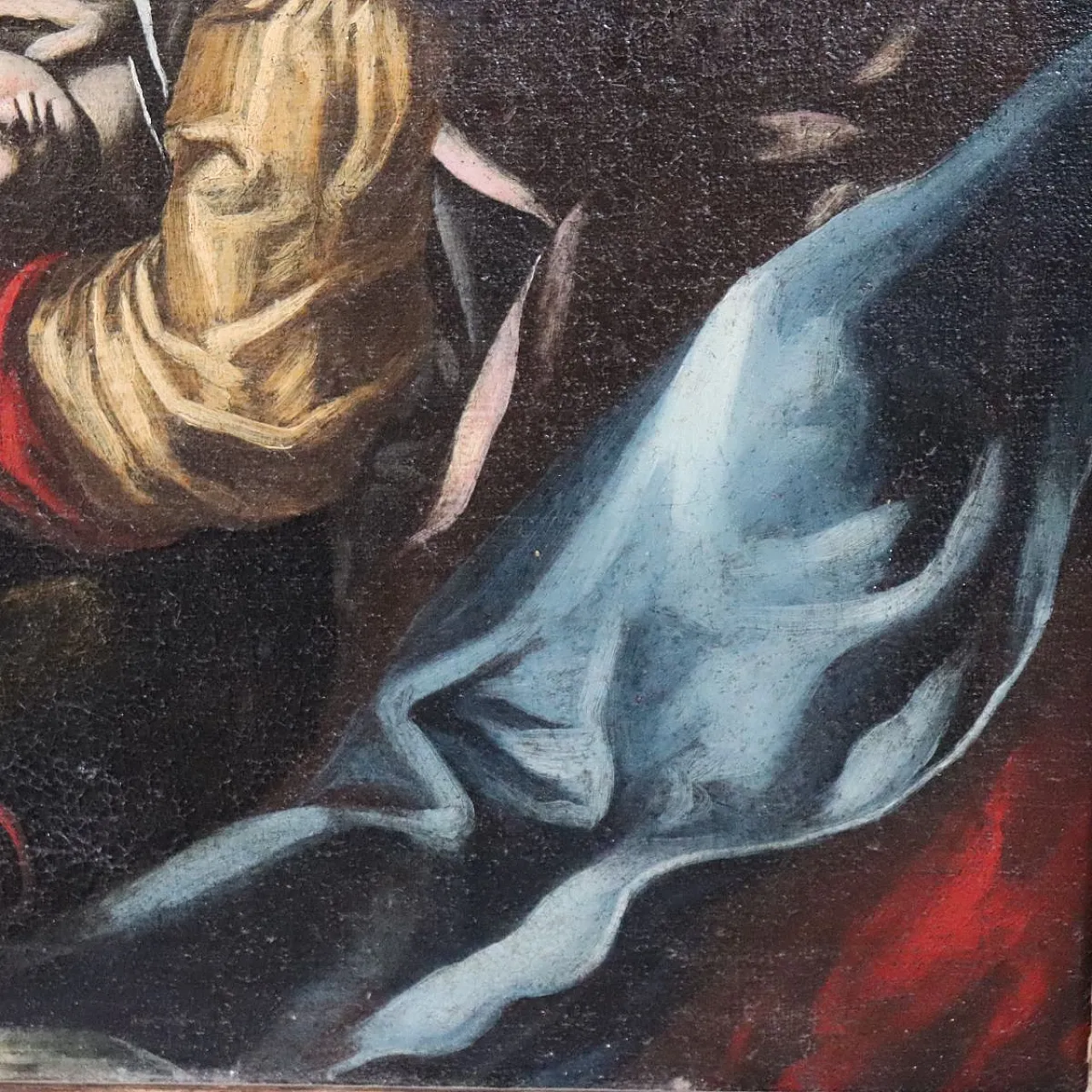 Ancient religious painting, Madonna and Child, oil on canvas, 17th century 11