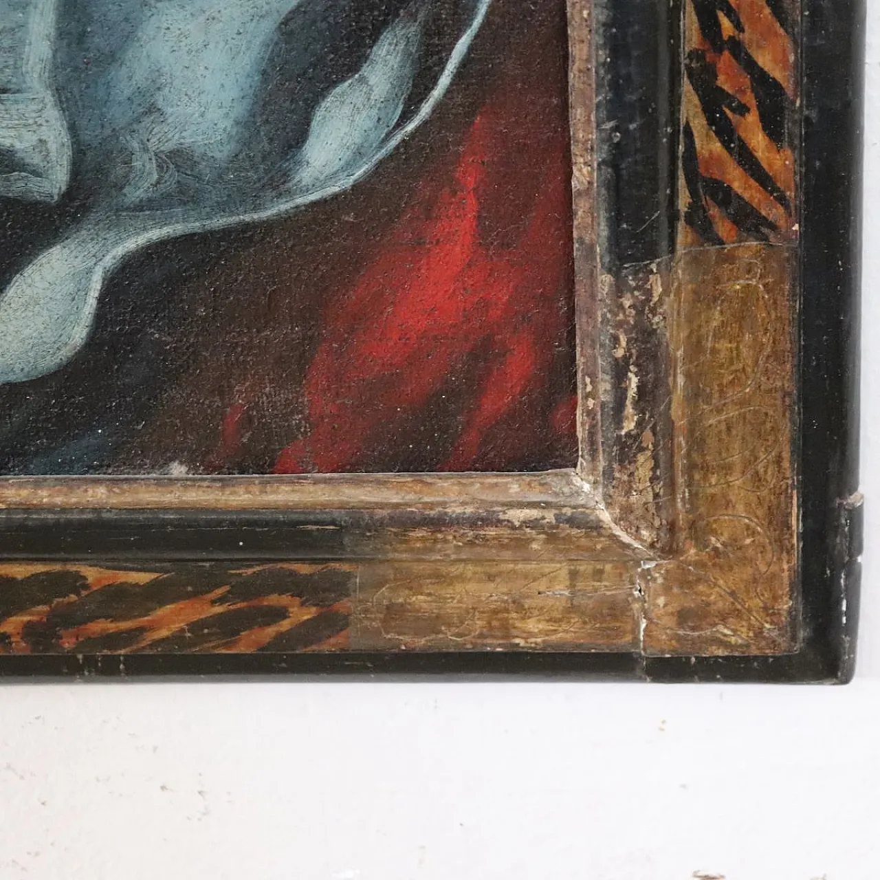 Ancient religious painting, Madonna and Child, oil on canvas, 17th century 13