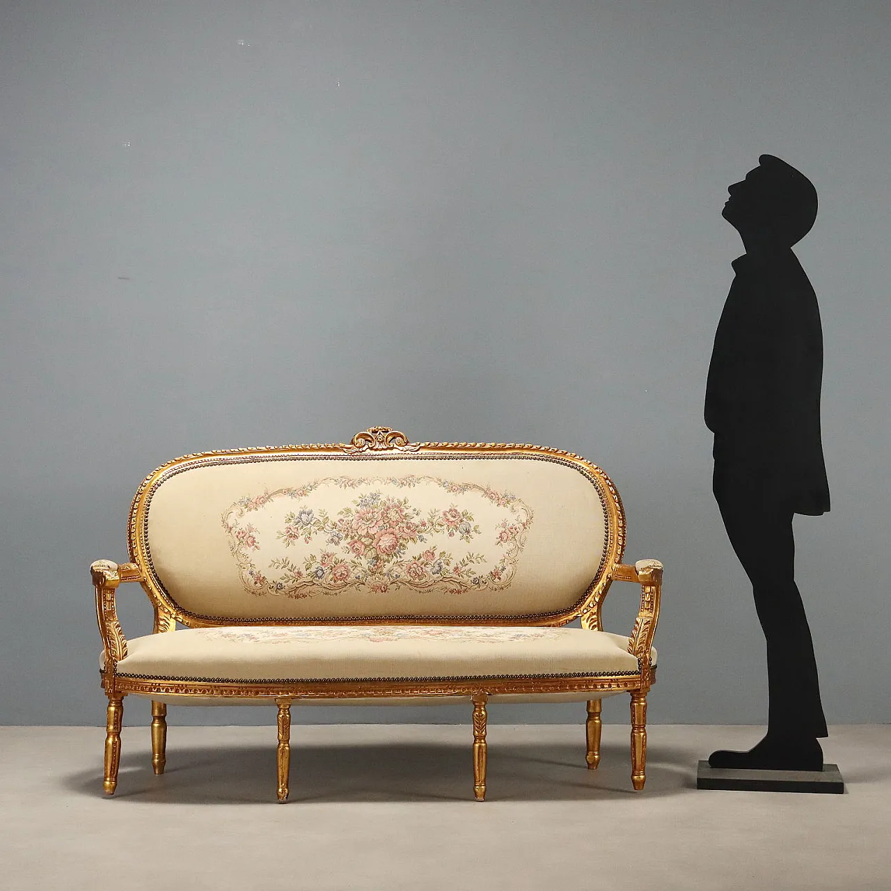 Neoclassical style sofa in gilded wood, early 20th century 2