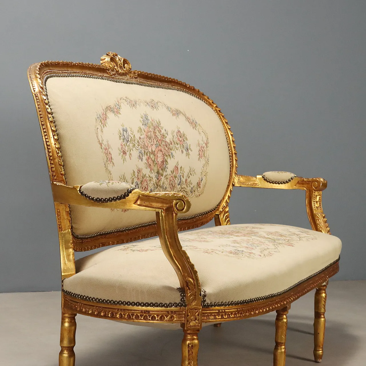 Neoclassical style sofa in gilded wood, early 20th century 3