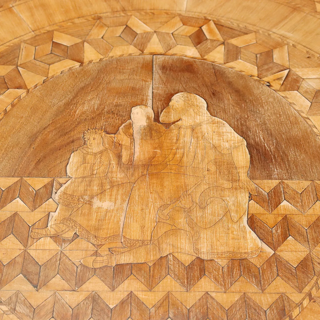 Walnut center table with inlays, 19th century 8