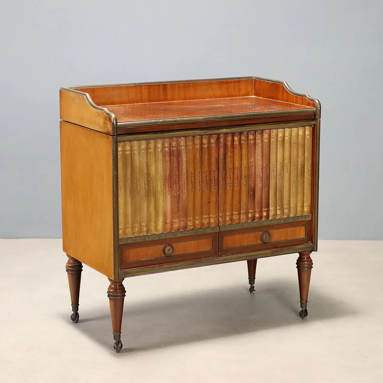 Mahogany bar cabinet with faux book doors, 20th century 1