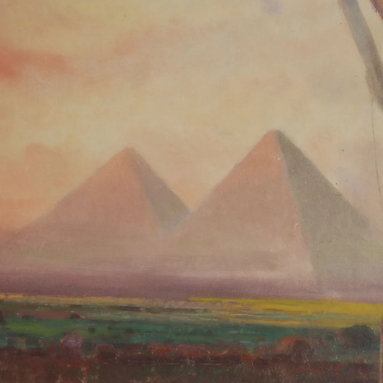 Landscape with Pyramids and Figures, oil on canvas, 19th century 7
