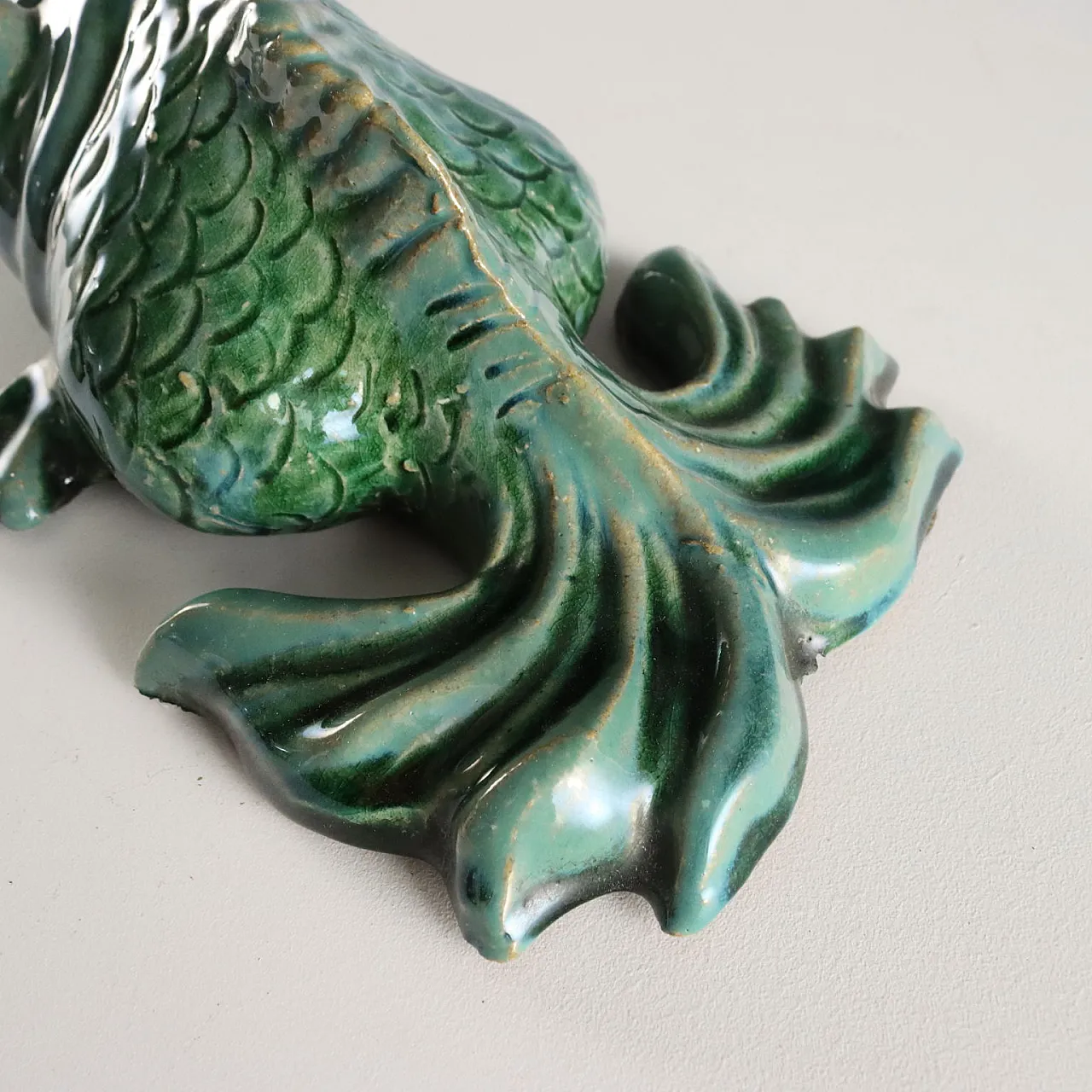 Pair of Carp Koi Fish in glazed ceramic, 20th century 5