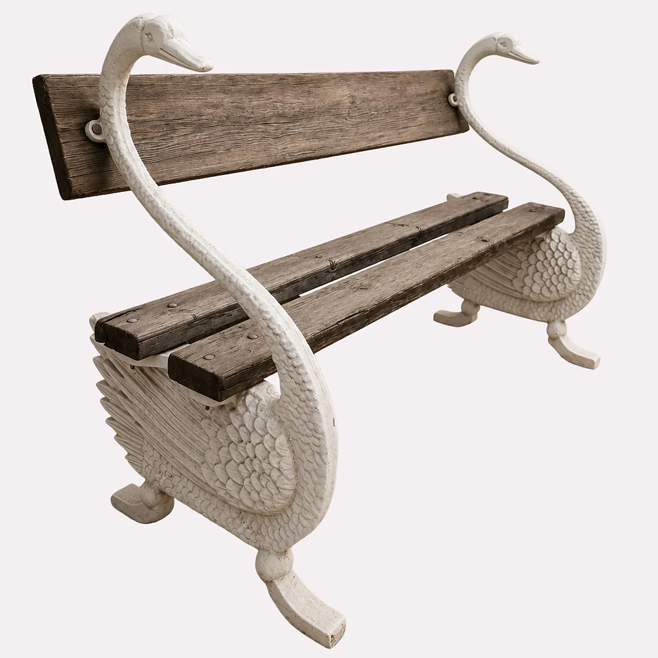 French garden bench with swans, 1950s 3