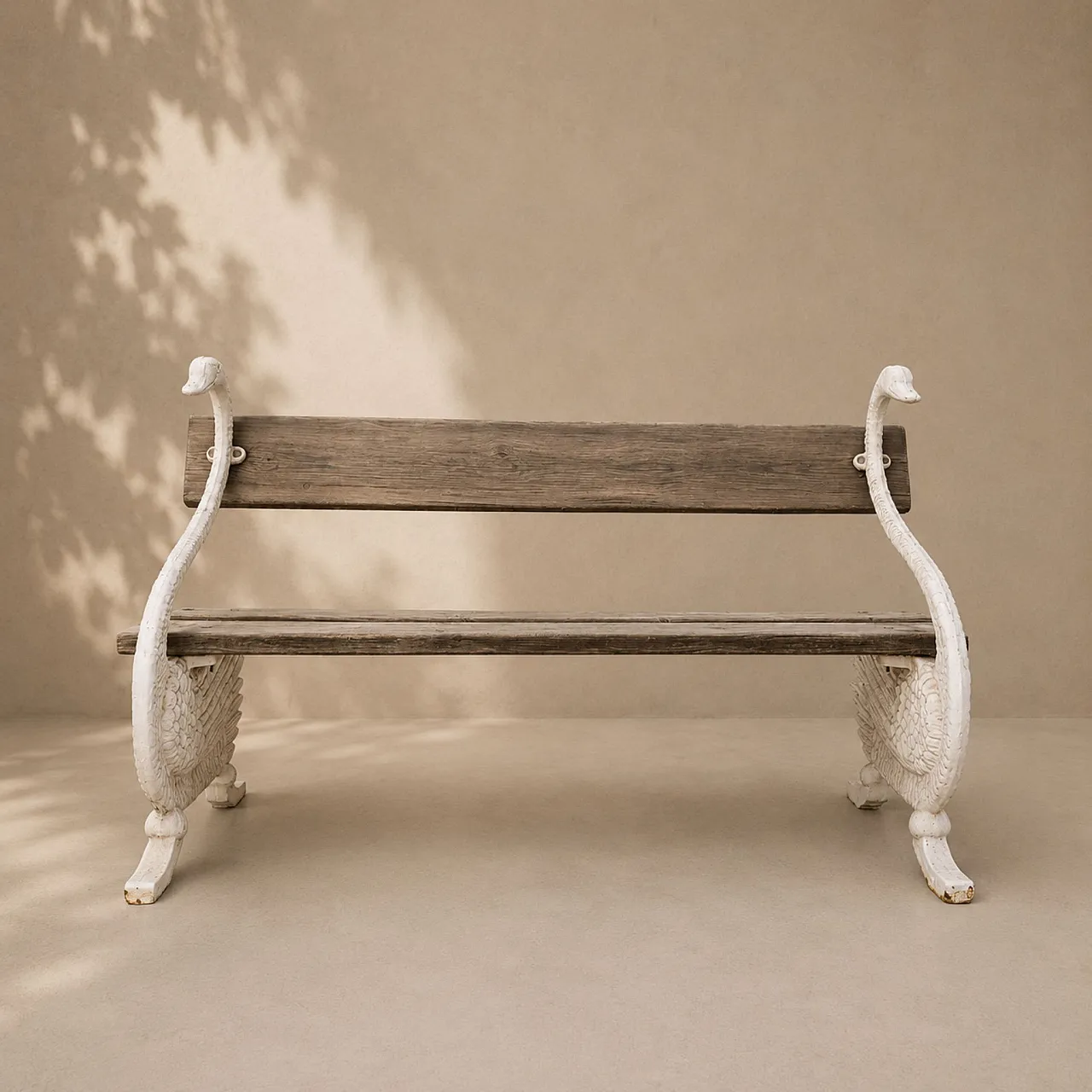 French garden bench with swans, 1950s 4