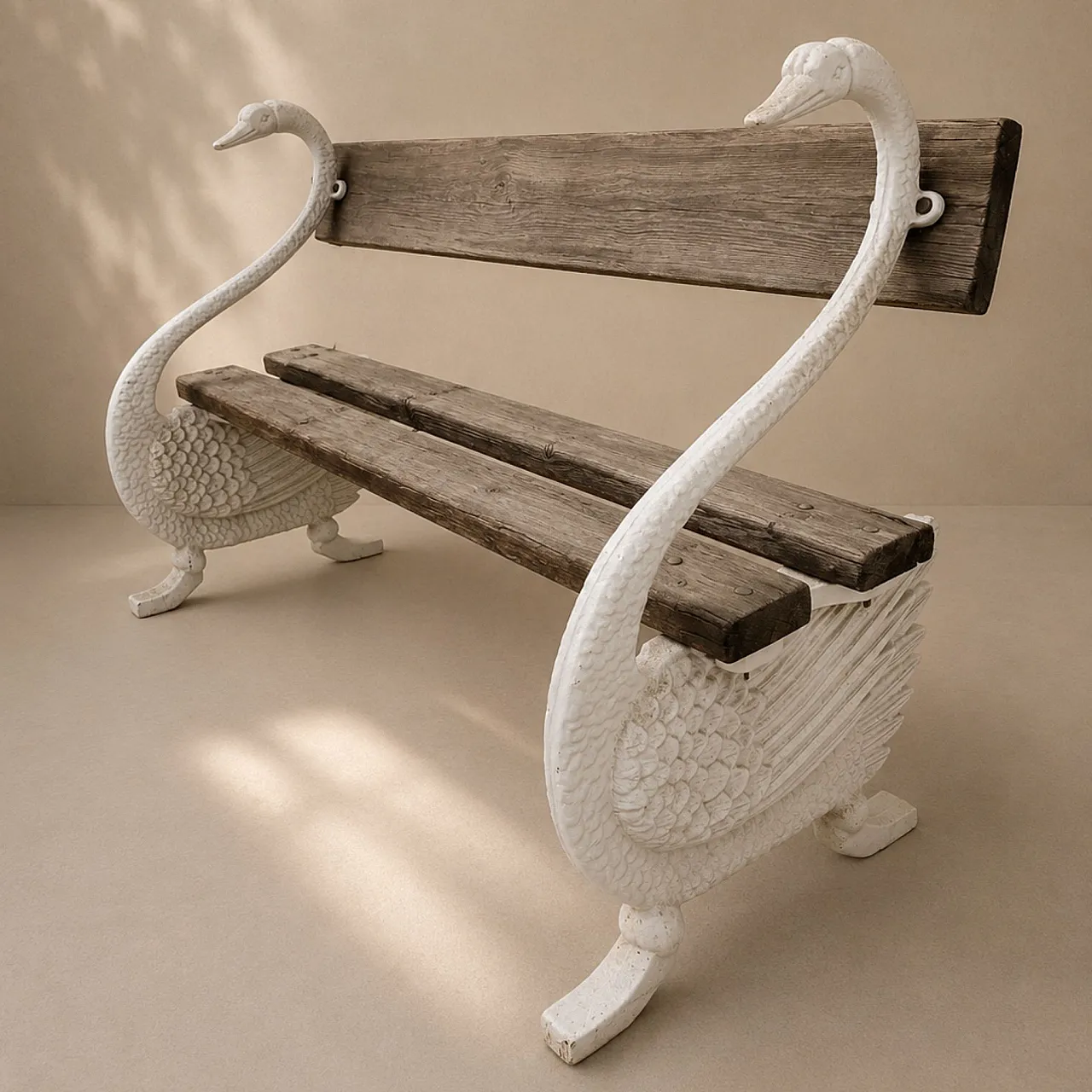 French garden bench with swans, 1950s 5