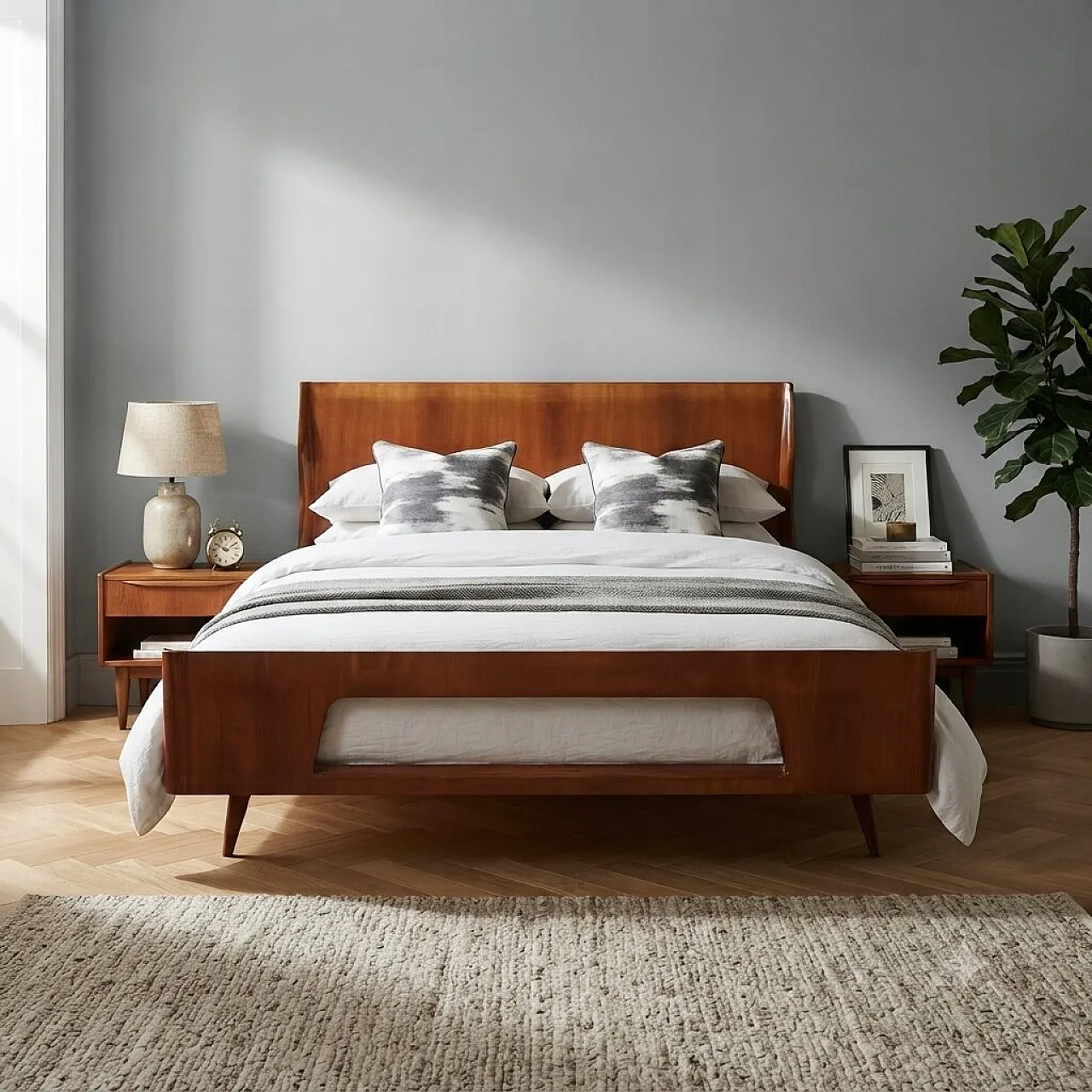 Bed in mahogany, Italian manufacture, 1960s 2