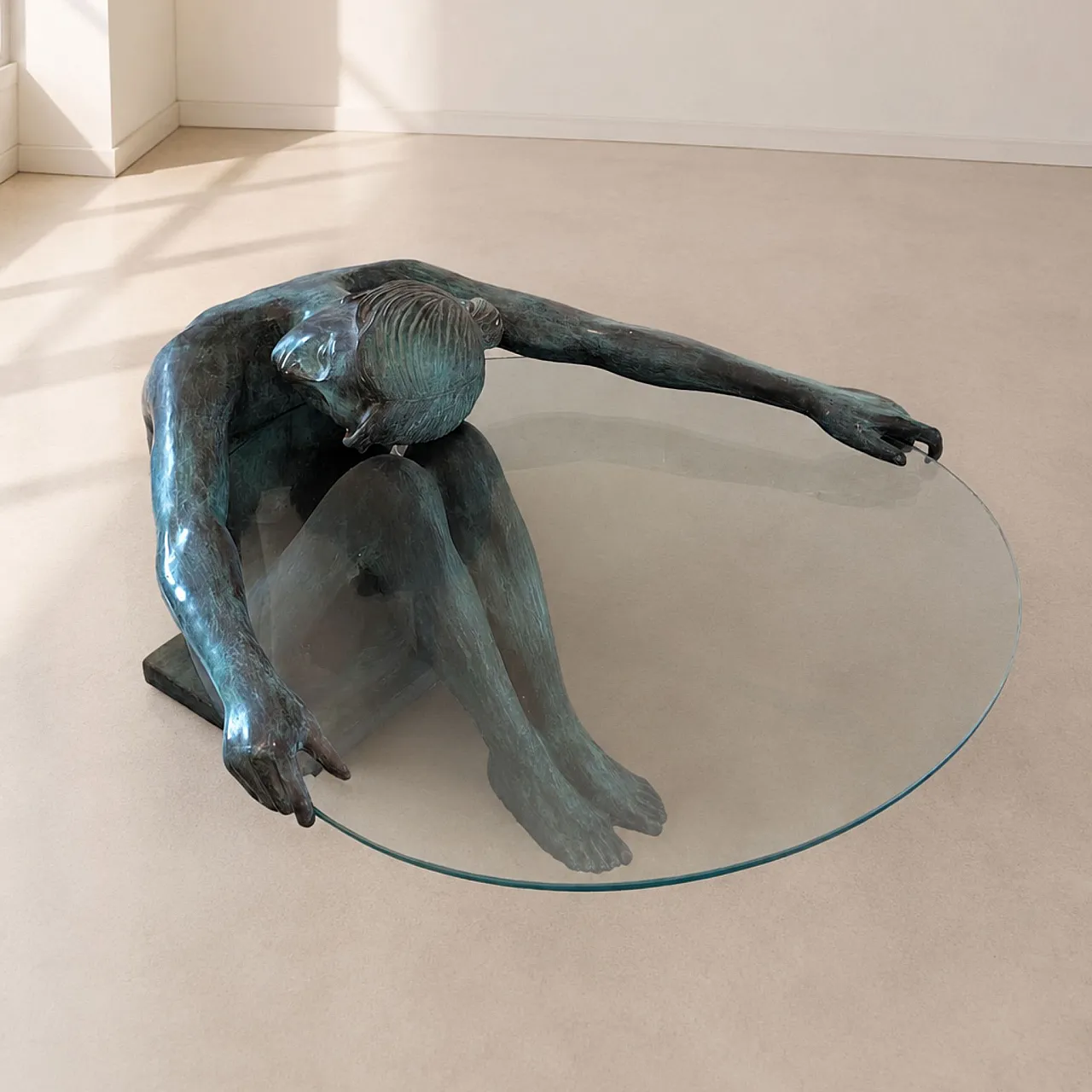 Bronze sculptural coffee table of a female nude, France, 1950s 6