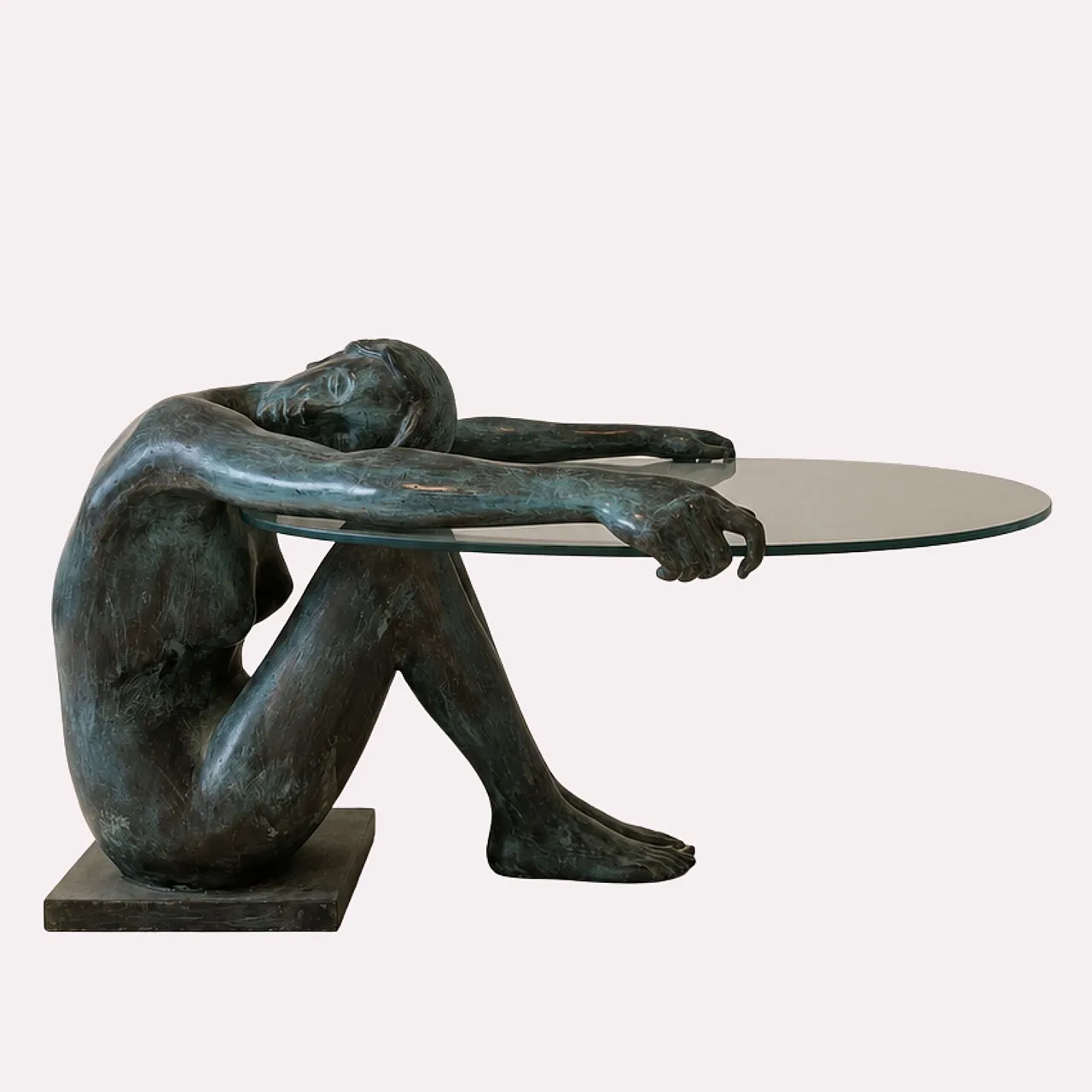 Bronze sculptural coffee table of a female nude, France, 1950s 7