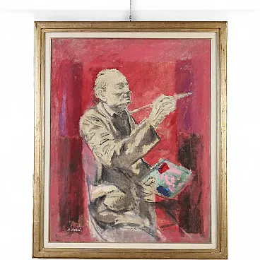 Painting by Attilio Rossi, oil on canvas, 1990s