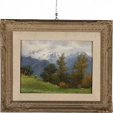 Painting by Ercole Garavaglia, oil on panel, 20th century