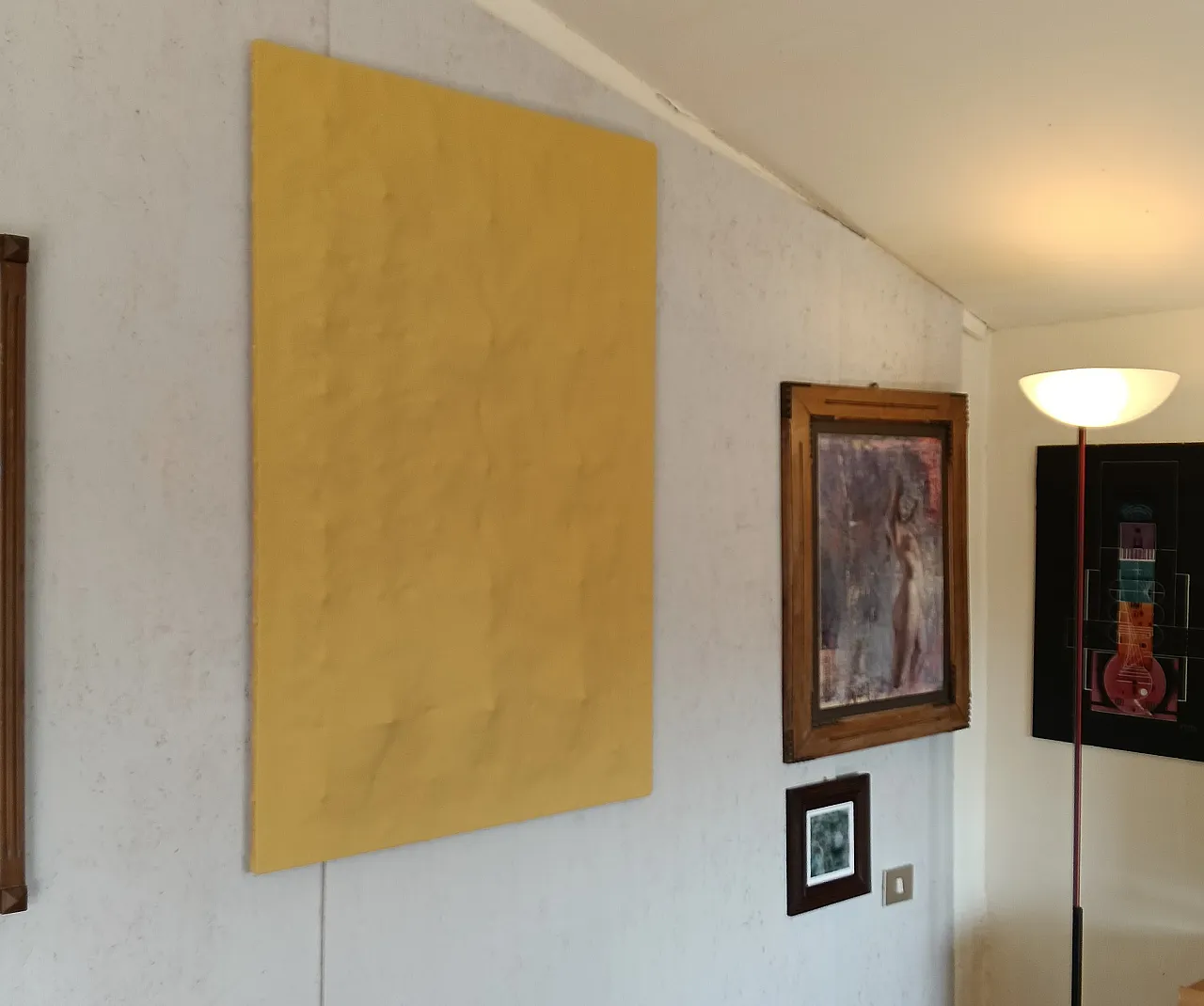 Yellow canvas panel with extruded surface, 1980s 3