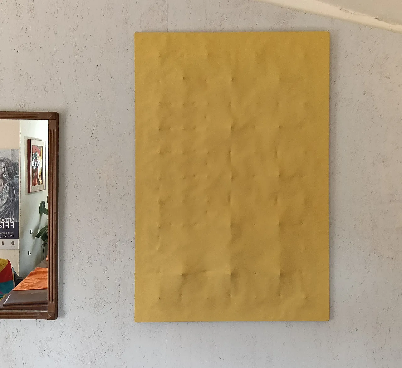Yellow canvas panel with extruded surface, 1980s 4