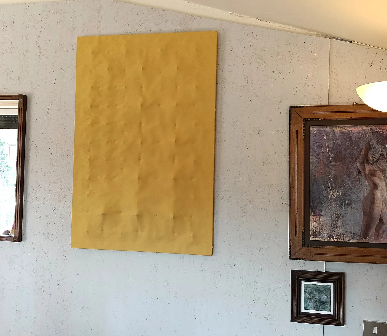Yellow canvas panel with extruded surface, 1980s 5