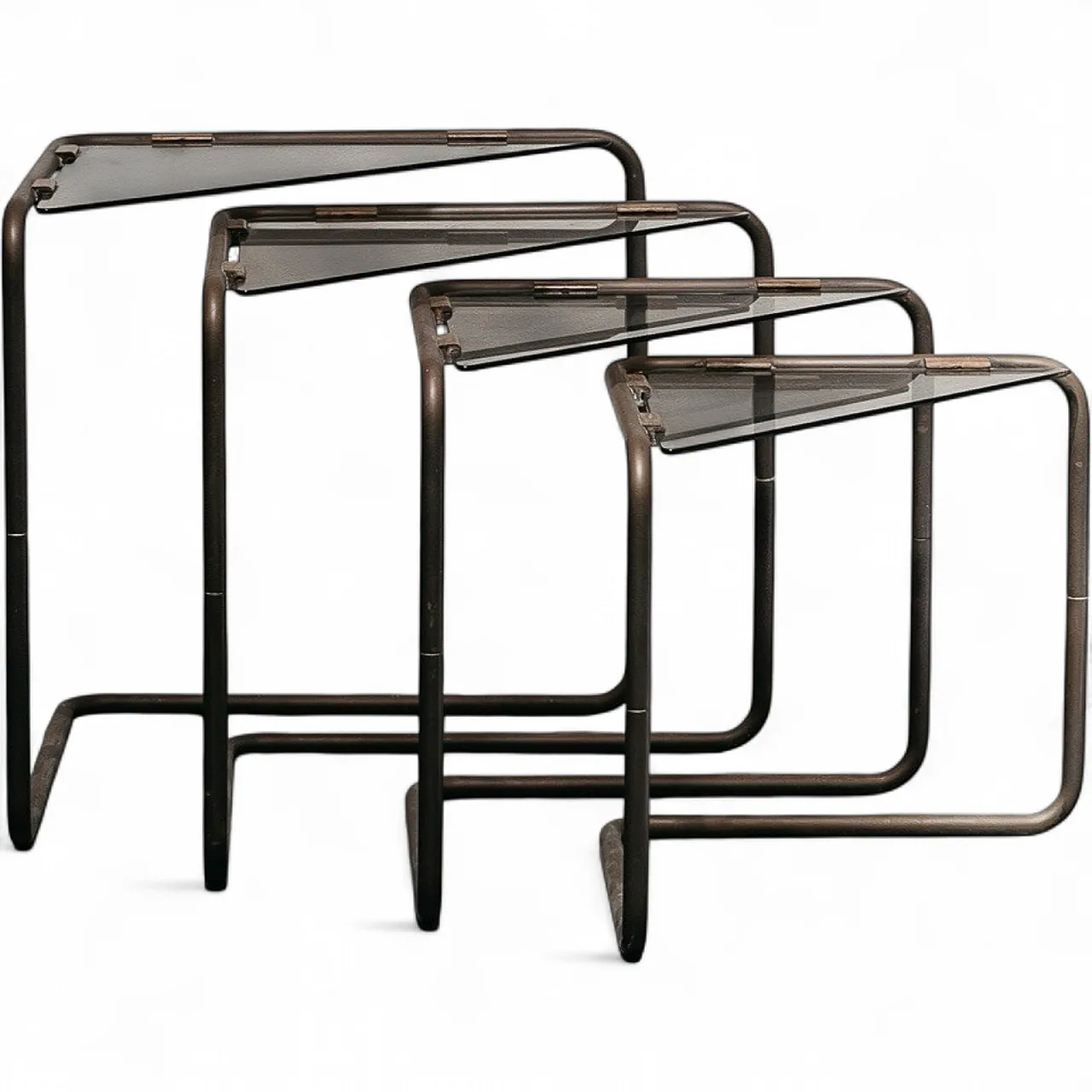 Set of 4 Modular Metal and Glass Coffee Tables, 1960s Modern Design 10