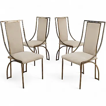 Dining Set 4 Vintage Italian Brass Dining Chairs by Zevi Design 197