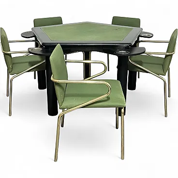 Game Table Set with 5 Chairs, Modern Design from the 1970s