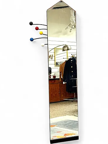 Memphis Style 1980s Modern Wall Mirror Coat Rack