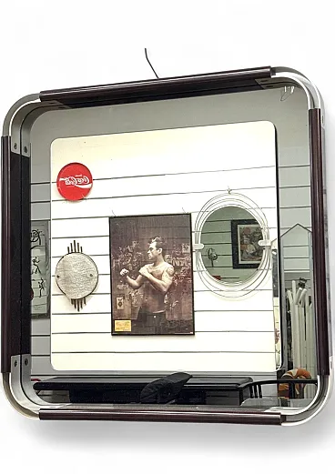 Vintage Wall Mirror in Steel and Bakelite, Modern Design