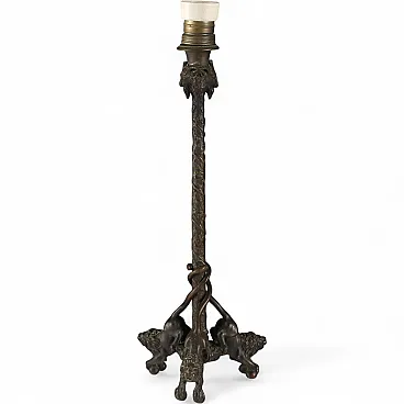 Christophe Fratin style bronze lamp, 19th century