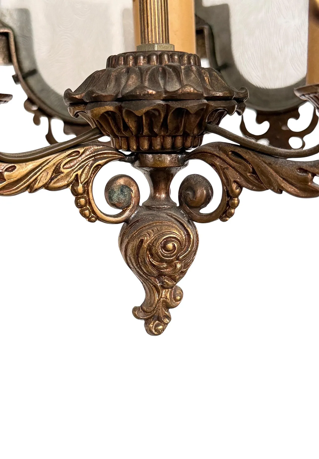 8-Sided neo gothic brass lantern chandelier, 1970s 4