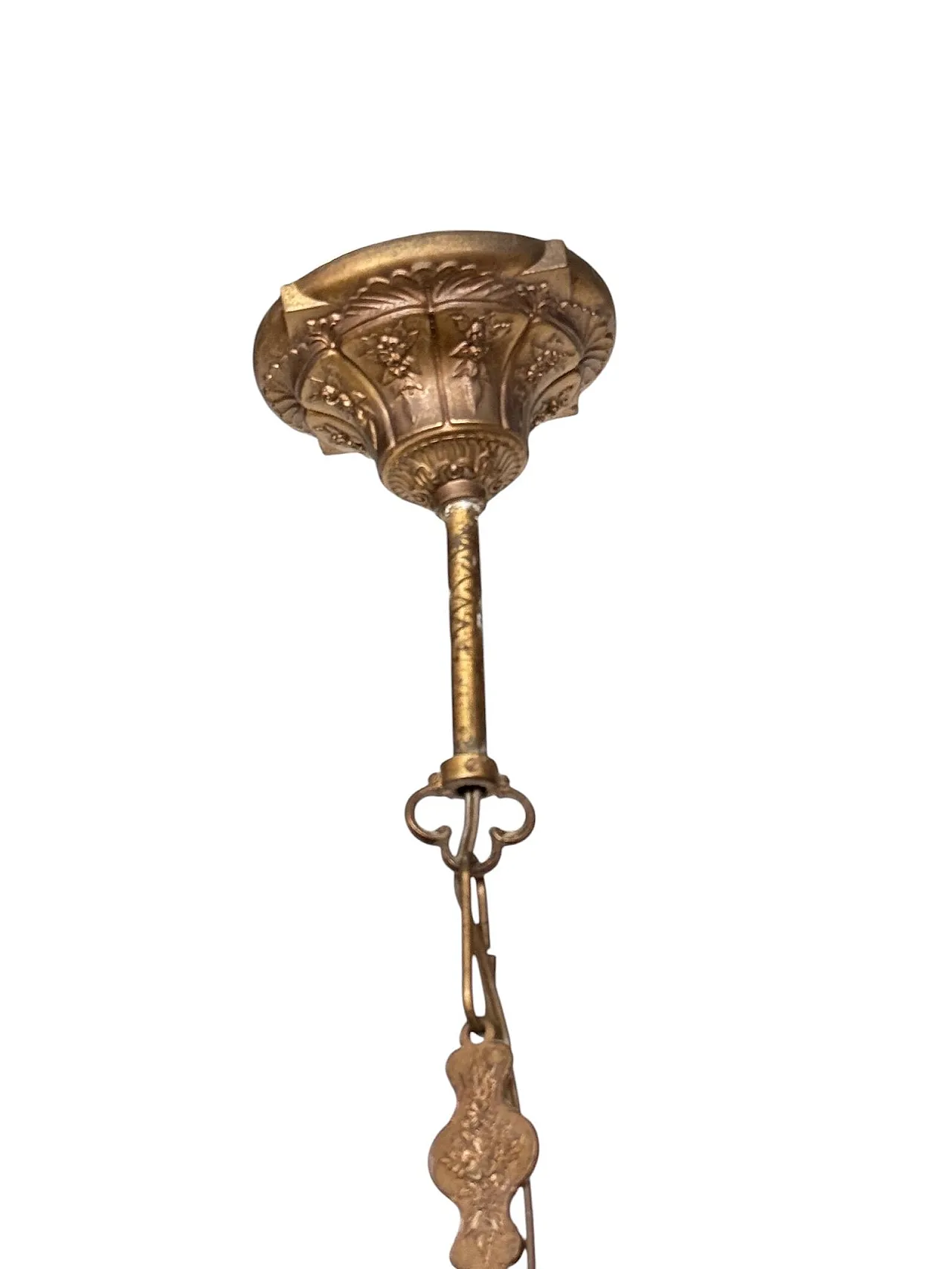 8-Sided neo gothic brass lantern chandelier, 1970s 7