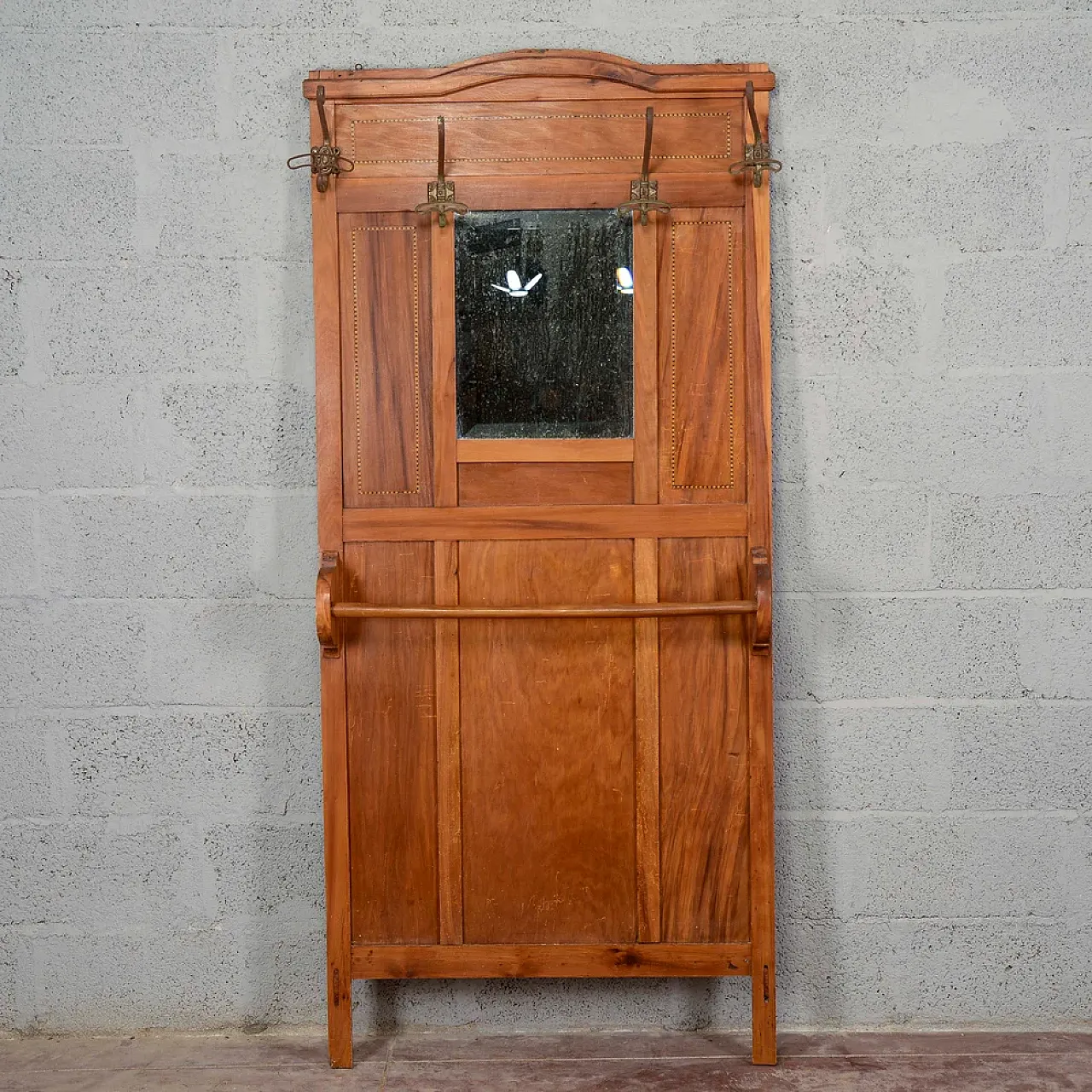 Entryway coat rack with mirror, early 20th century 1