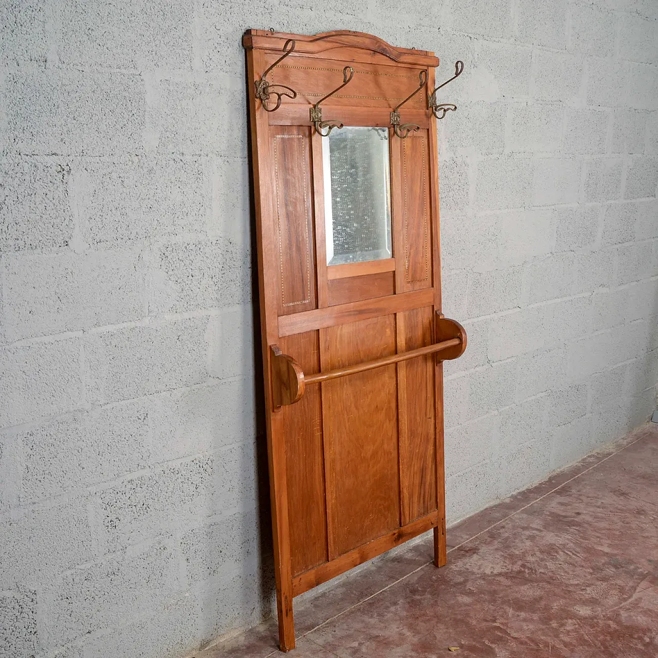 Entryway coat rack with mirror, early 20th century 2