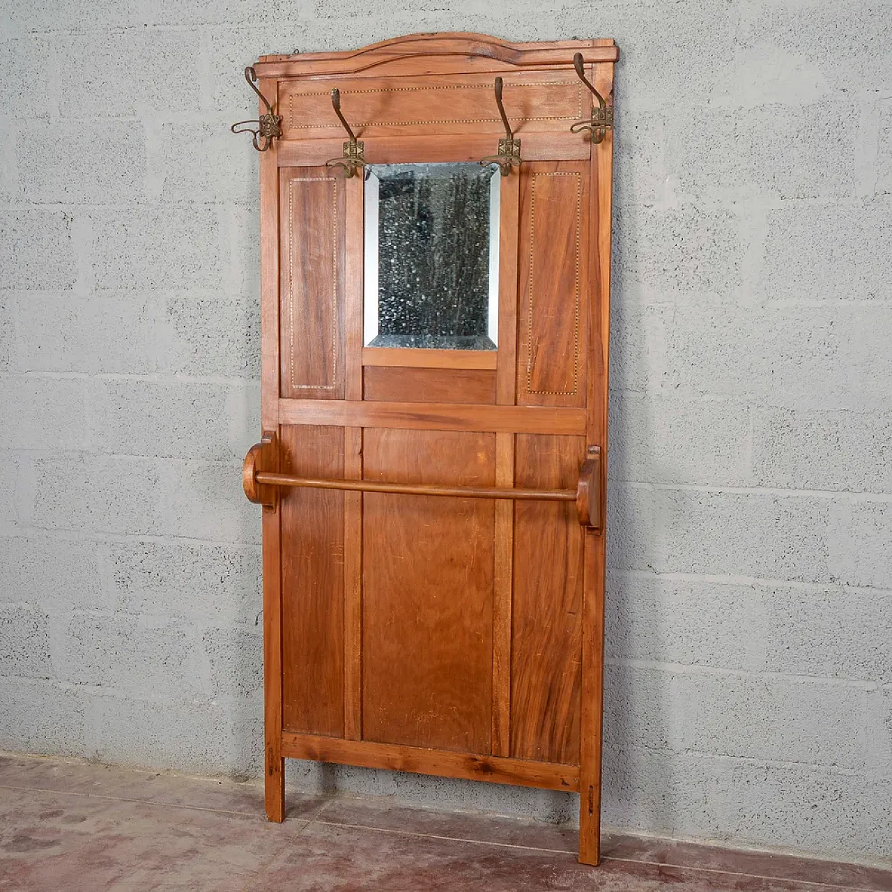 Entryway coat rack with mirror, early 20th century 3